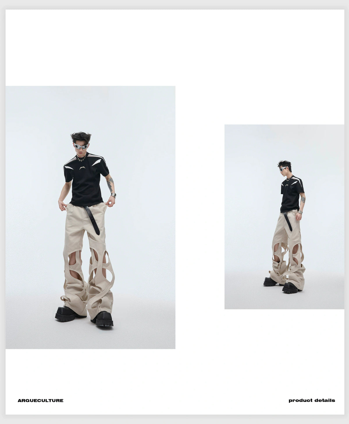 Deconstructed Cut-Out Baggy Cargo Jeans | 100% Cotton - detail image 11