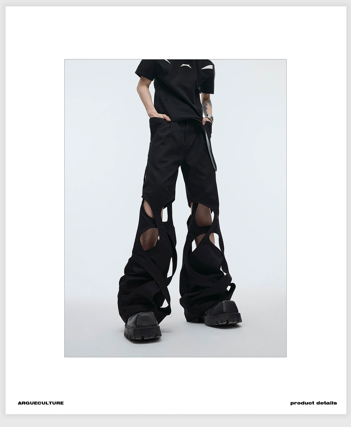 Deconstructed Cut-Out Baggy Cargo Jeans | 100% Cotton - detail image 2