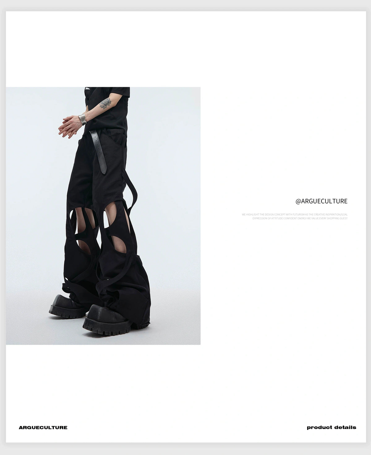 Deconstructed Cut-Out Baggy Cargo Jeans | 100% Cotton - detail image 5