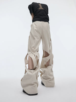 Back view of high-waist loose fitting streetwear pants