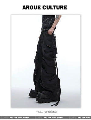 desc::deconstructed-cutout-flare-cargo-pants-with-streamers-detail-img-2