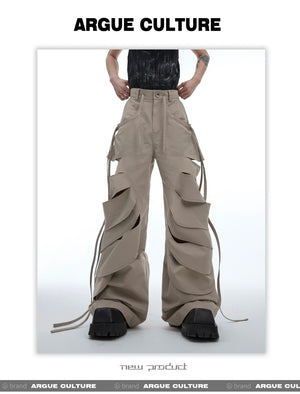 desc::deconstructed-cutout-flare-cargo-pants-with-streamers-detail-img-8