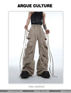 desc::deconstructed-cutout-flare-cargo-pants-with-streamers-detail-img-9