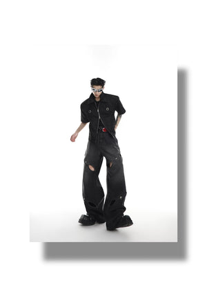 desc::deconstructed-cutout-vintage-washed-loose-straight-jeans-detail-img-2