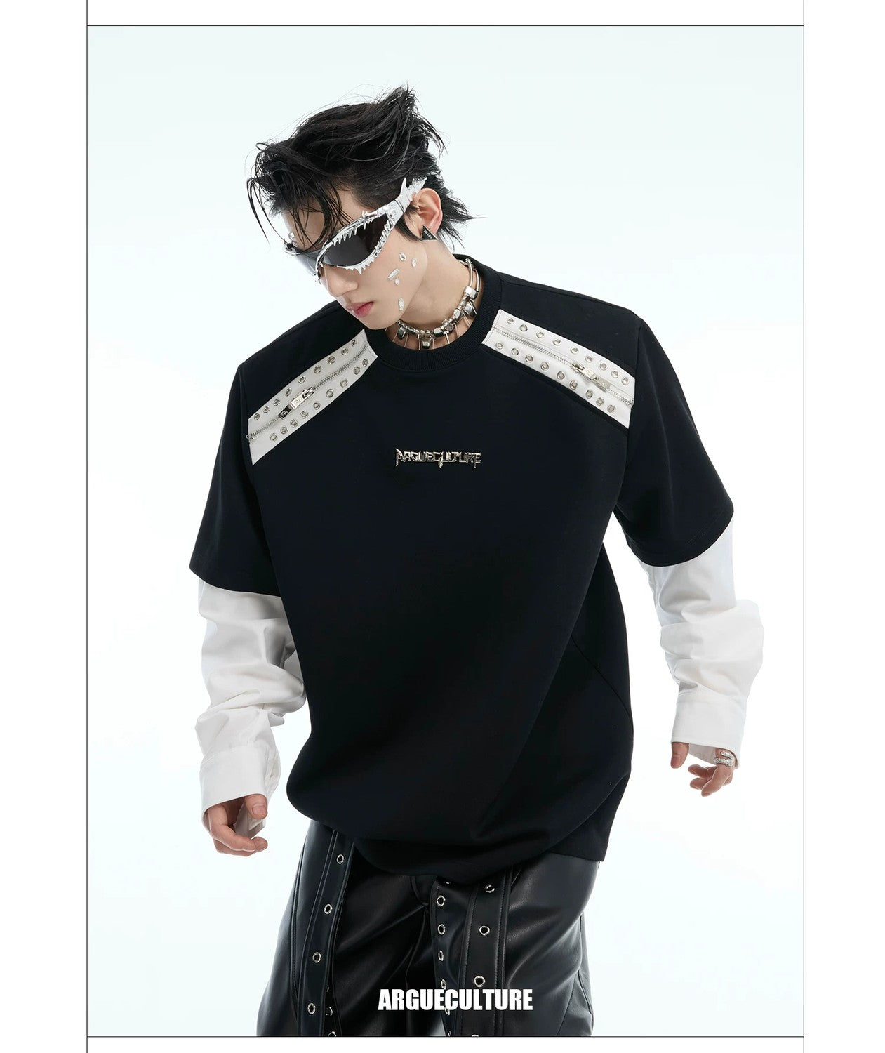 desc::deconstructed-detachable-sleeve-tee-patchwork-streetwear-shirt-detail-img-11