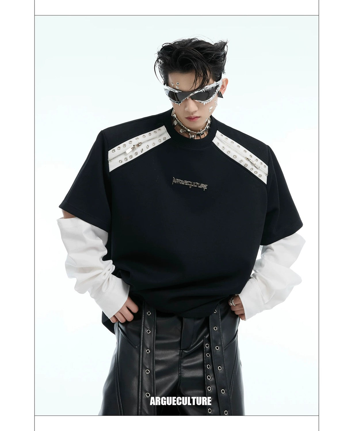 desc::deconstructed-detachable-sleeve-tee-patchwork-streetwear-shirt-detail-img-12