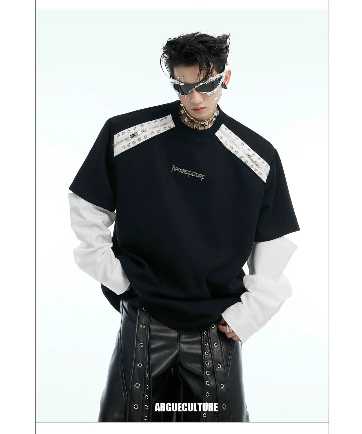 desc::deconstructed-detachable-sleeve-tee-patchwork-streetwear-shirt-detail-img-9