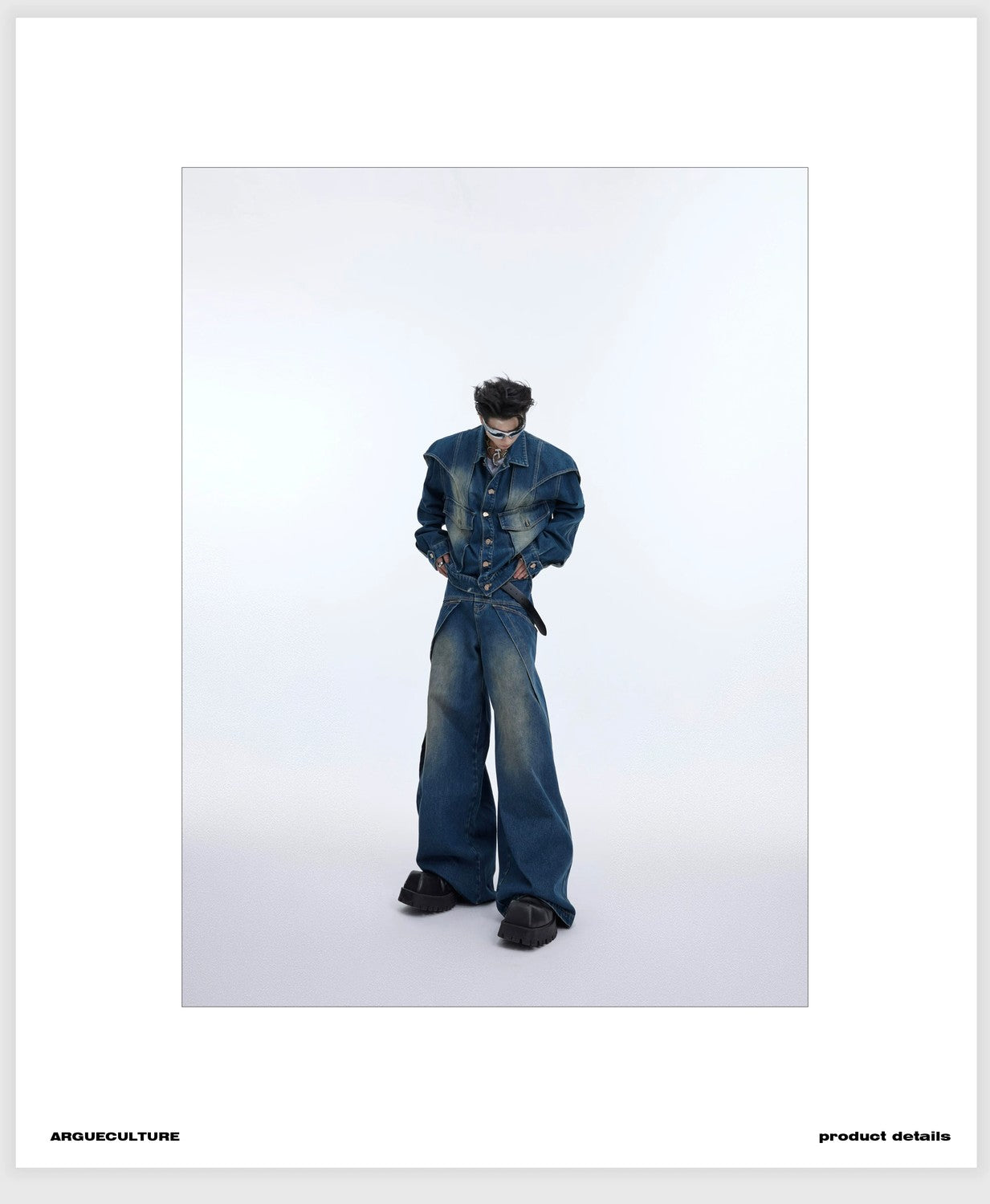 desc::deconstructed-distressed-denim-jacket-wide-leg-pants-set-detail-img-2