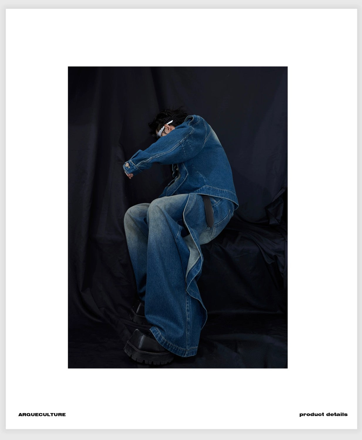 desc::deconstructed-distressed-denim-jacket-wide-leg-pants-set-detail-img-4