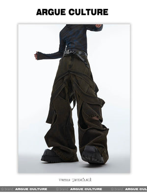 desc::deconstructed-distressed-wide-leg-denim-cargo-pants-detail-img-19
