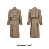 Deconstructed Double-Breasted Polyester Trench Coat - Yellow