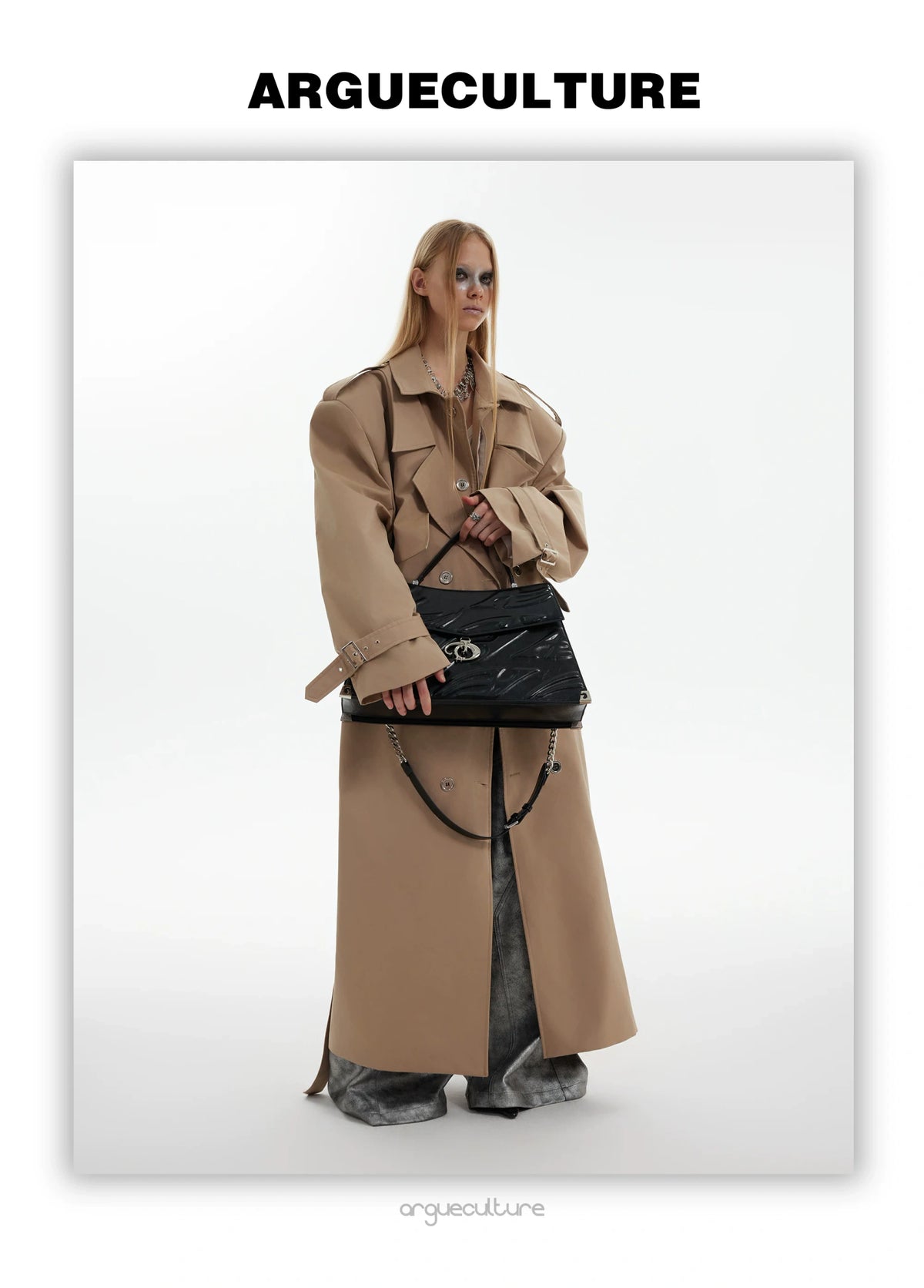Deconstructed Double-Breasted Polyester Trench Coat - detail image 11