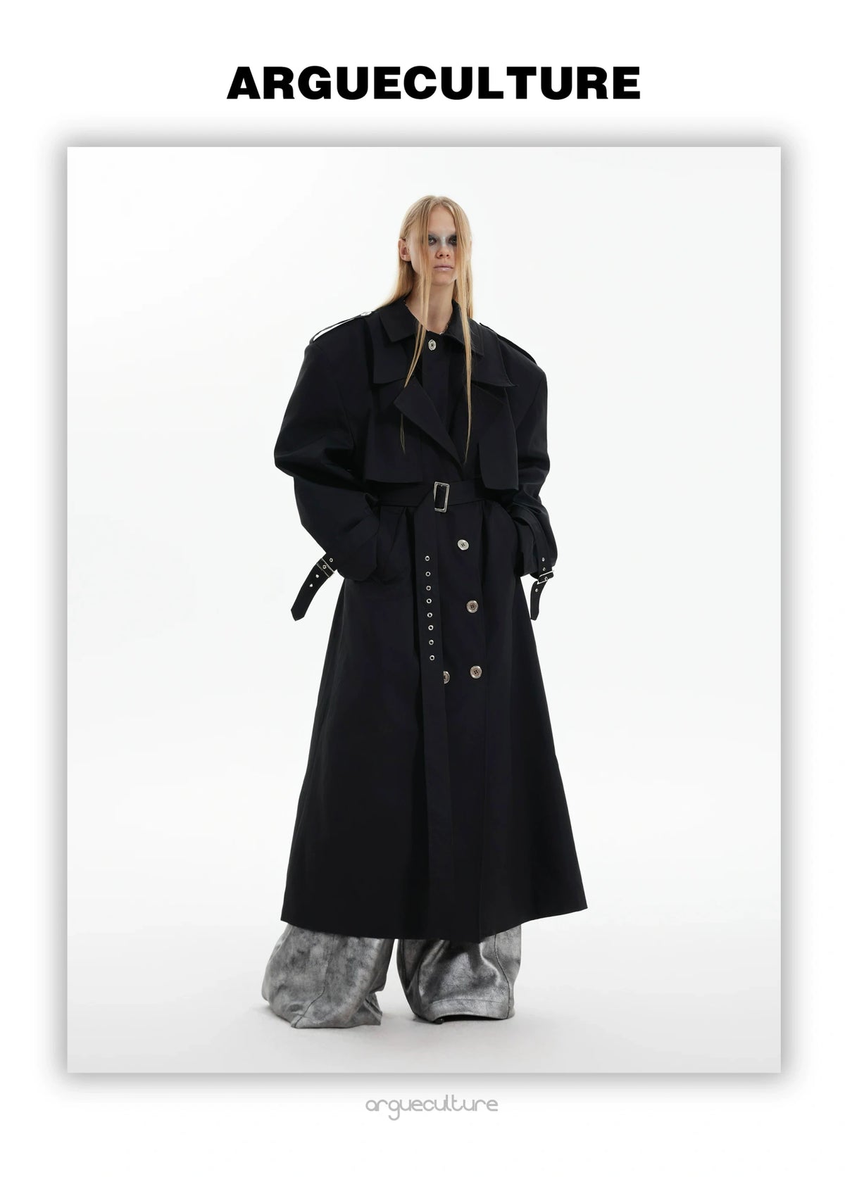 Deconstructed Double-Breasted Polyester Trench Coat - detail image 17