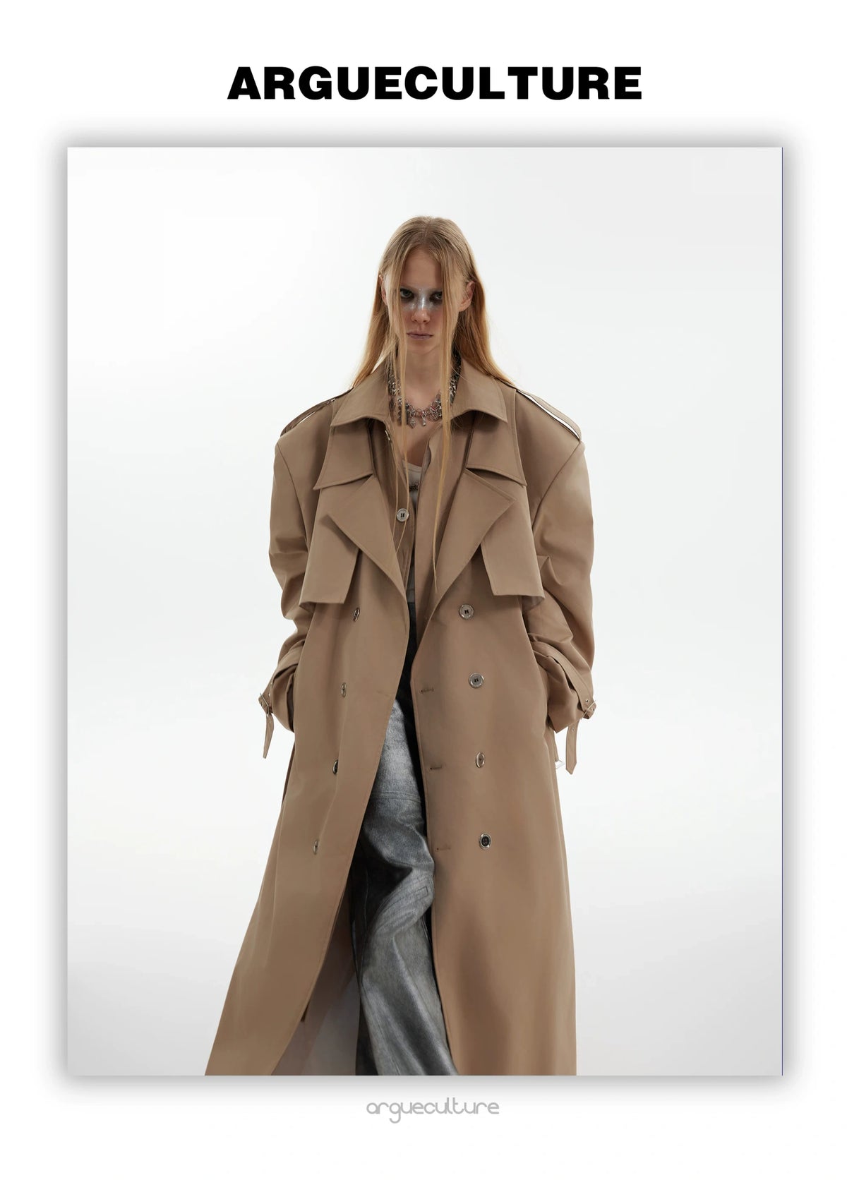 Deconstructed Double-Breasted Polyester Trench Coat - detail image 2