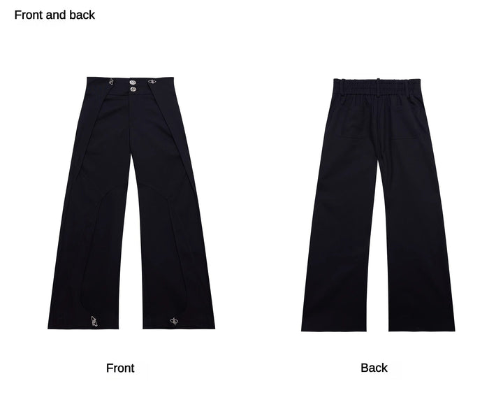 Deconstructed Double - Layer Casual Suit Trousers with Metal Logo - ArguE CulturE