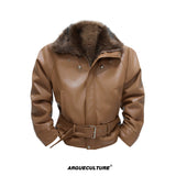 deconstructed-faux-fur-collar-padded-leather-jacket-black