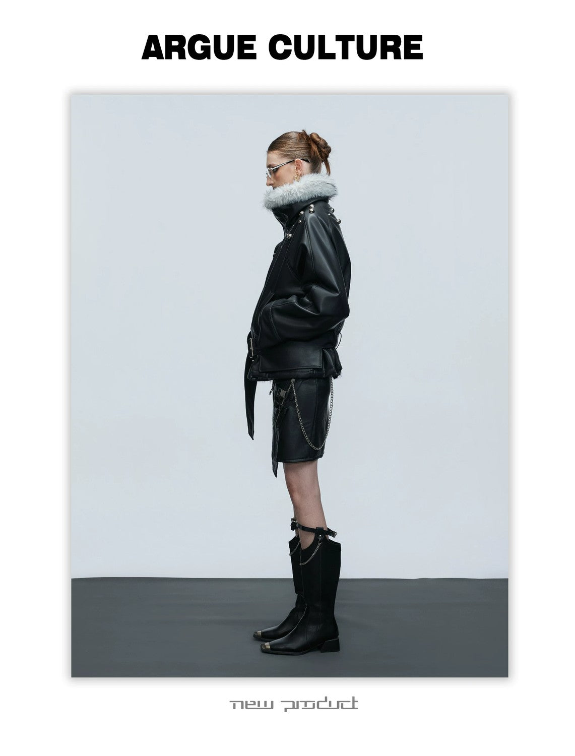 desc::deconstructed-faux-fur-collar-padded-leather-jacket-detail-img-20