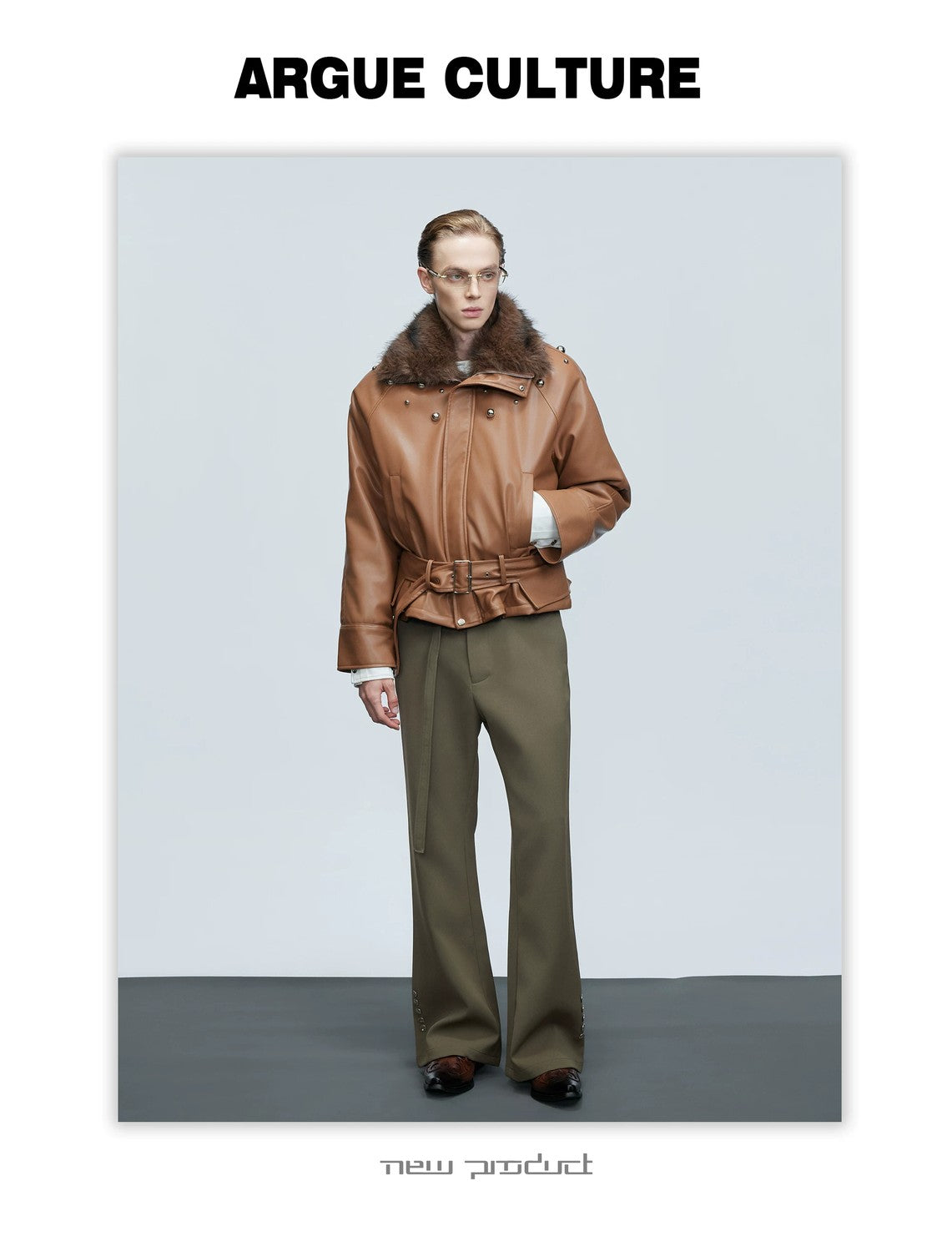 desc::deconstructed-faux-fur-collar-padded-leather-jacket-detail-img-23