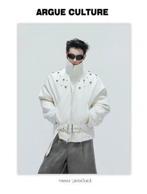 desc::deconstructed-faux-fur-collar-padded-leather-jacket-detail-img-3