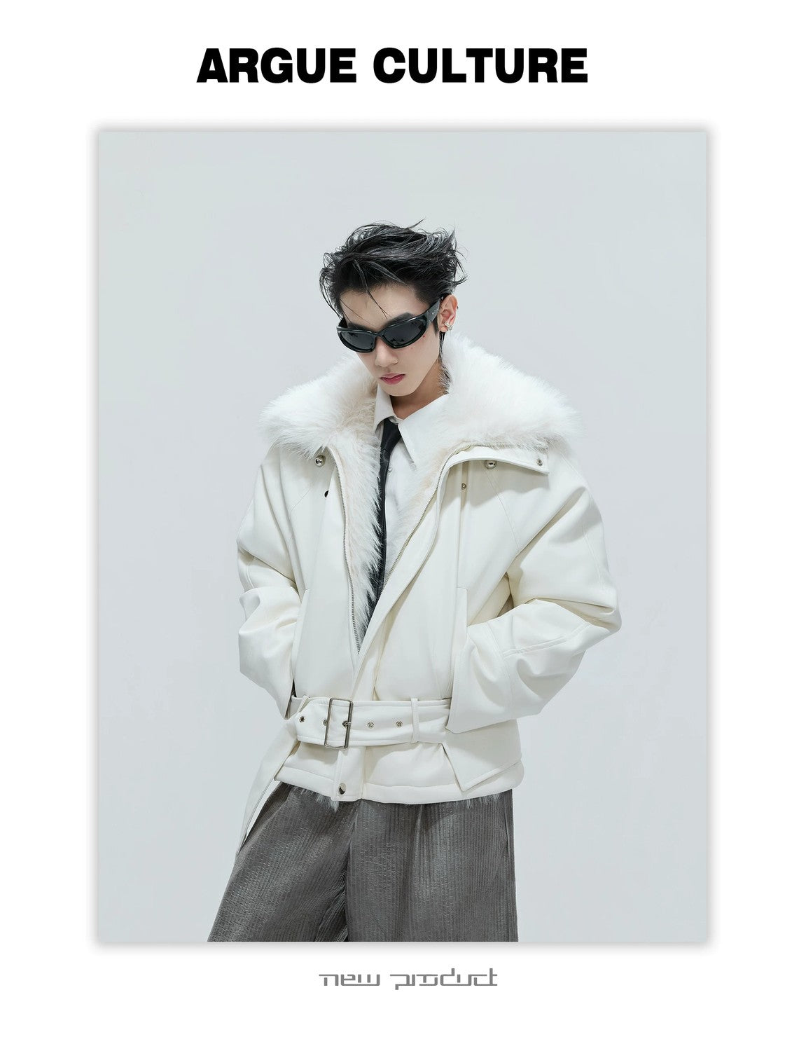 desc::deconstructed-faux-fur-collar-padded-leather-jacket-detail-img-4