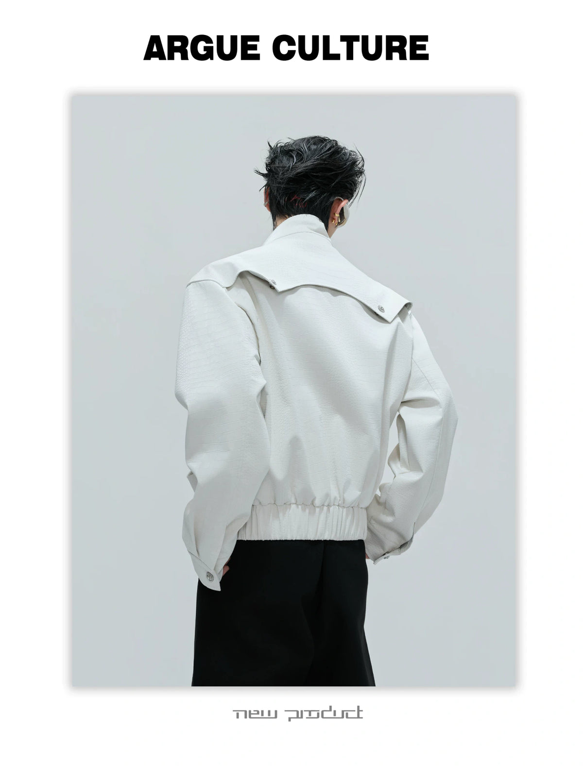 Deconstructed Faux-Leather Jacket With Plush Collar - detail image 7