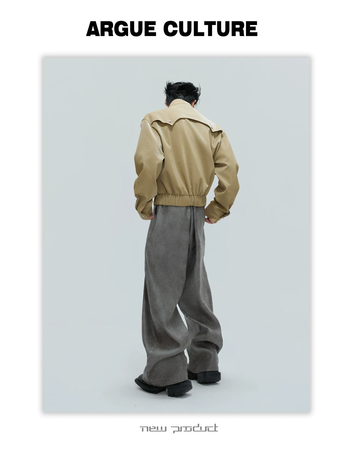 Deconstructed Faux-Leather Jacket With Plush Collar - detail image 5