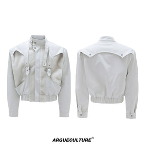 Deconstructed Faux-Leather Jacket With Plush Collar - Off-White