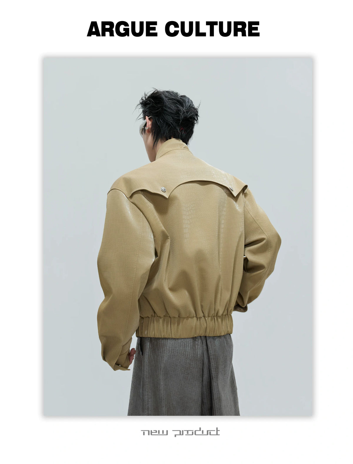 Deconstructed Faux-Leather Jacket With Plush Collar - detail image 12