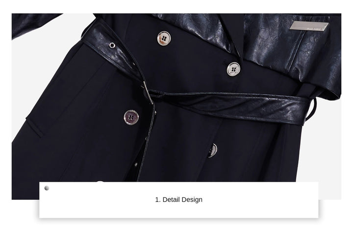 Deconstructed Faux Leather Overcoat | Designer Patchwork Trench - ArguE CulturE