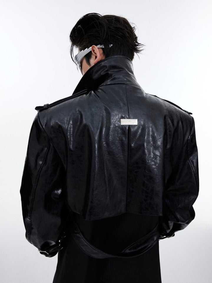 Deconstructed Faux Leather Overcoat | Designer Patchwork Trench - ArguE CulturE