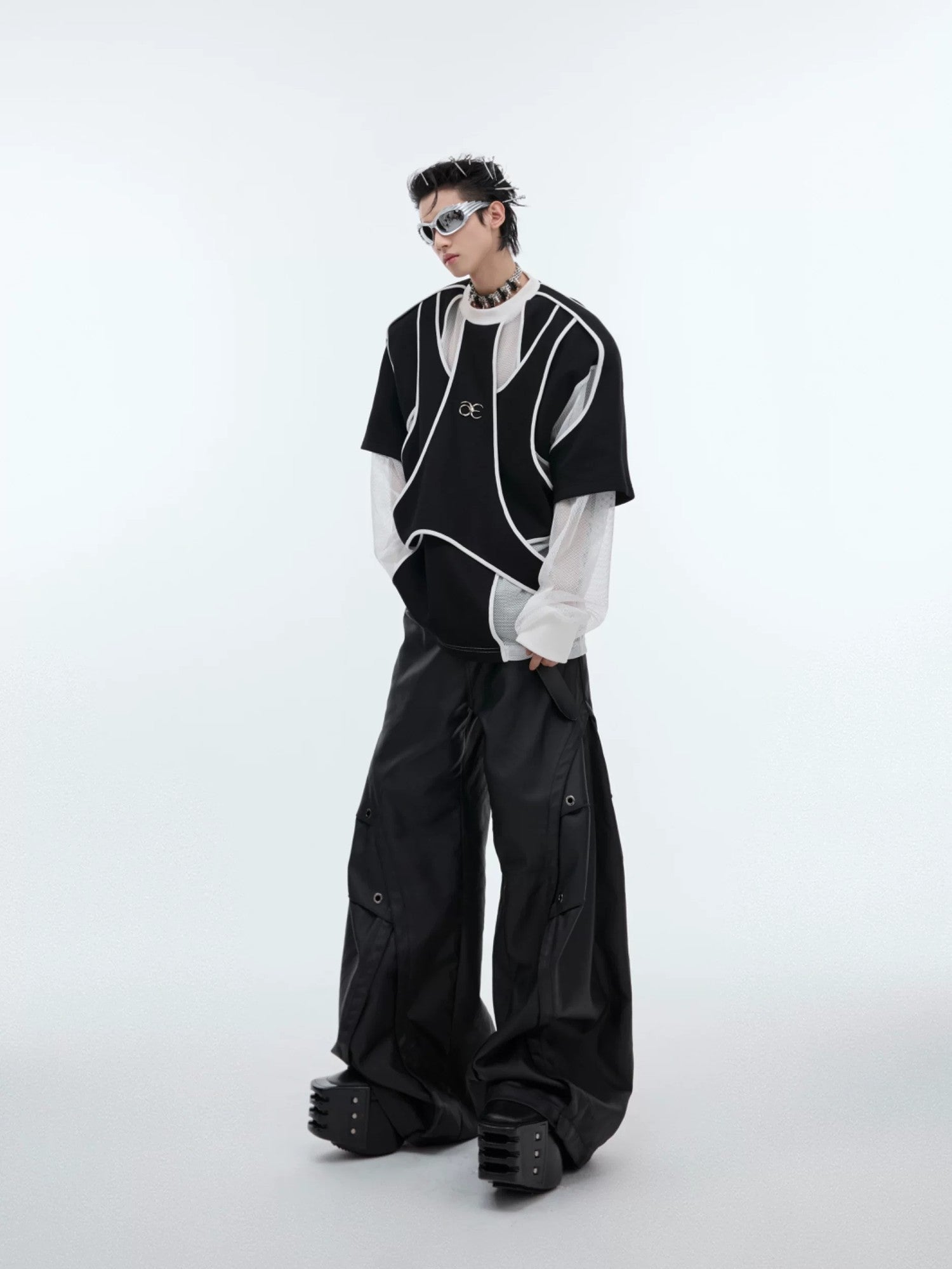 Stylized shot of deconstructed sweatshirt showing layered design