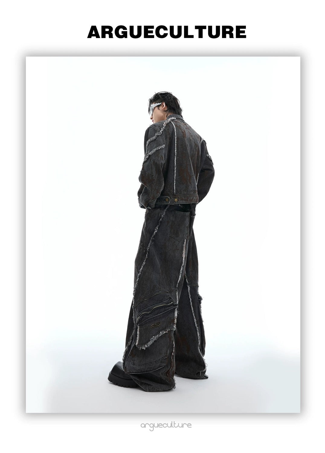 desc::deconstructed-frayed-denim-set-wasteland-jacket-cargoes-detail-img-6