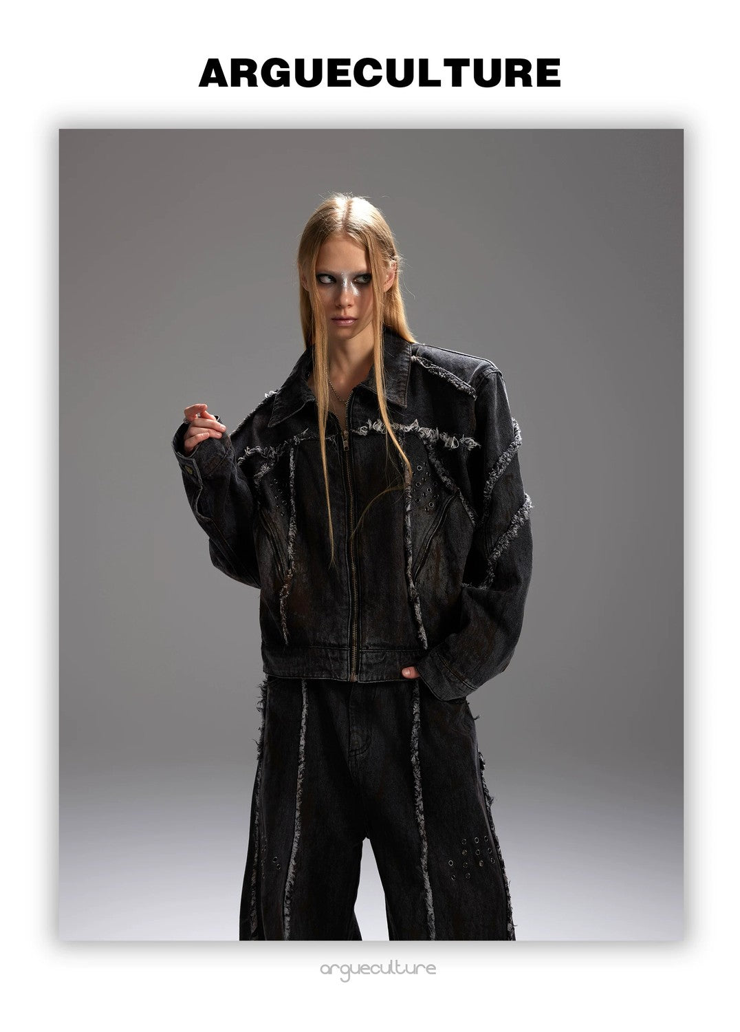 desc::deconstructed-frayed-denim-set-wasteland-jacket-cargoes-detail-img-8