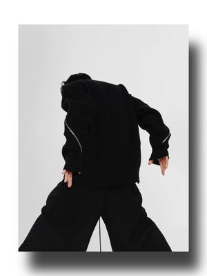 desc::deconstructed-full-zip-v-neck-punk-knit-cardigan-detail-img-16