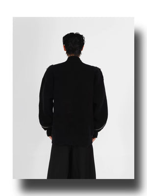 desc::deconstructed-full-zip-v-neck-punk-knit-cardigan-detail-img-2