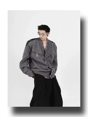 desc::deconstructed-full-zip-v-neck-punk-knit-cardigan-detail-img-20