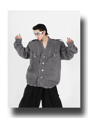 desc::deconstructed-full-zip-v-neck-punk-knit-cardigan-detail-img-22