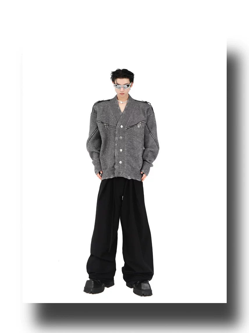 desc::deconstructed-full-zip-v-neck-punk-knit-cardigan-detail-img-23