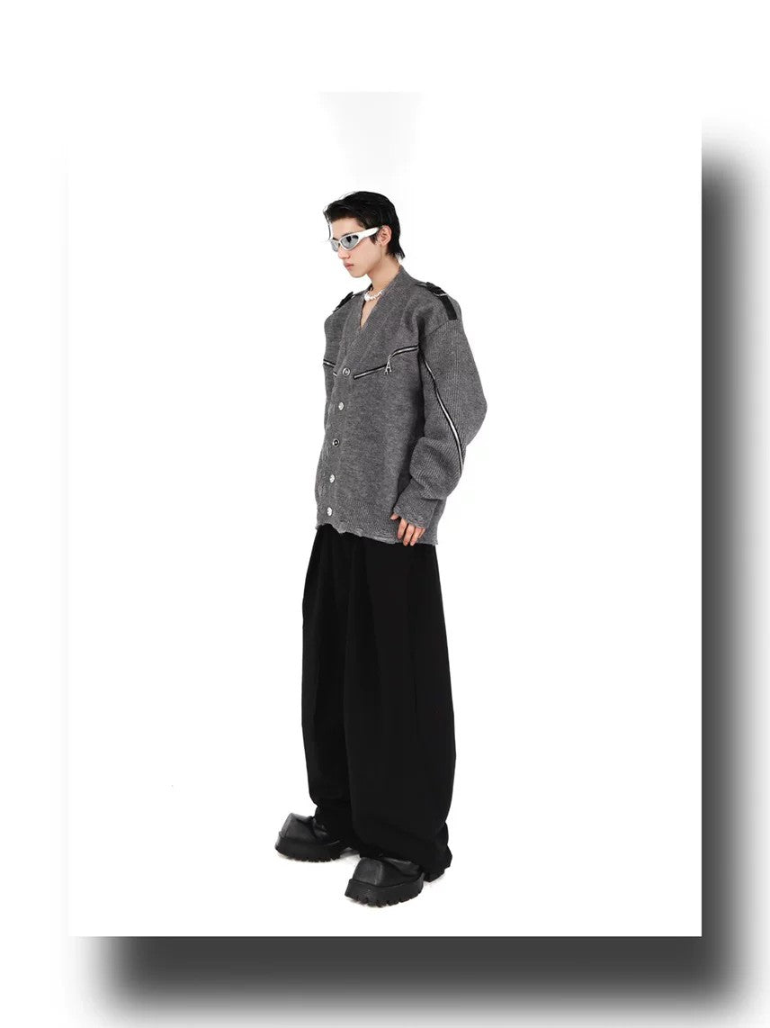 desc::deconstructed-full-zip-v-neck-punk-knit-cardigan-detail-img-24