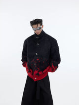 Deconstructed Gradient Loose-Fit Knit Sweater - Red