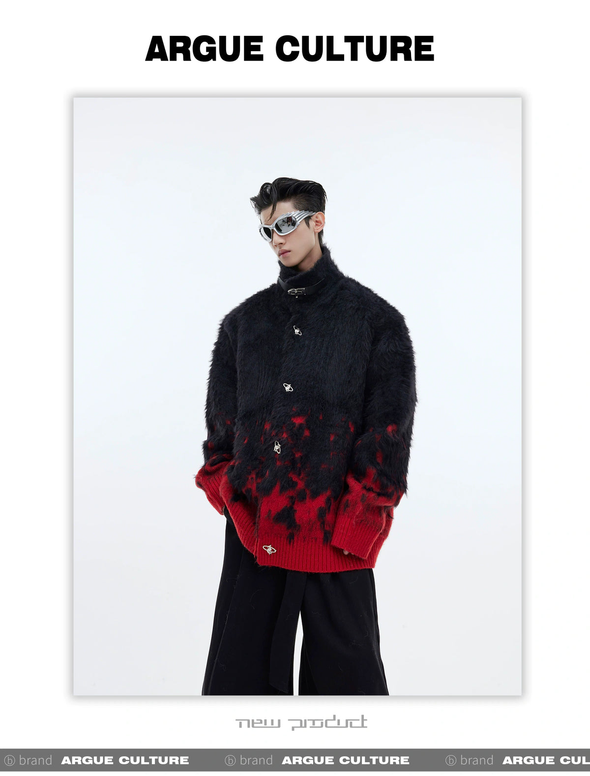 Deconstructed Gradient Loose-Fit Knit Sweater - detail image 8