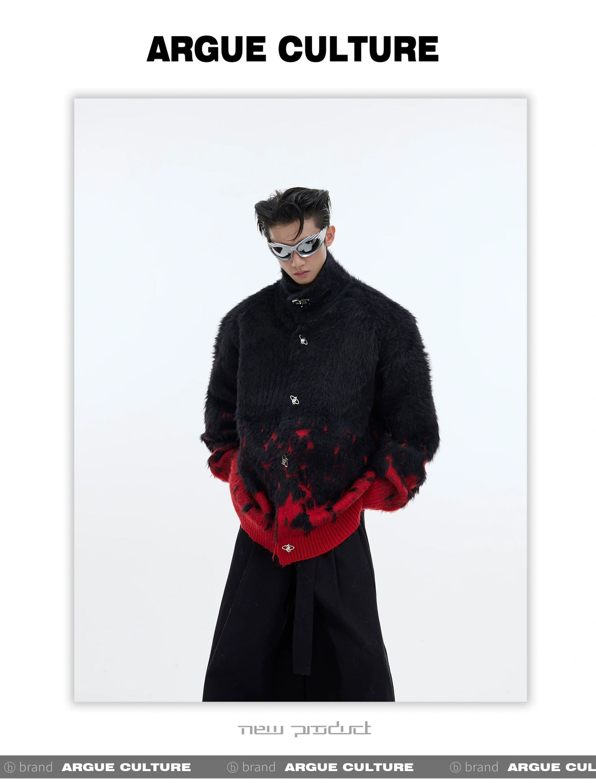 Deconstructed Gradient Loose-Fit Knit Sweater - detail image 6
