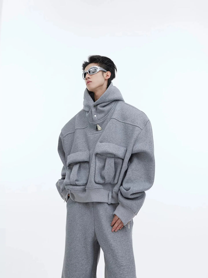 Deconstructed Heavy Hoodie with Large Pockets and Casual Sports Set - ArguE CulturE