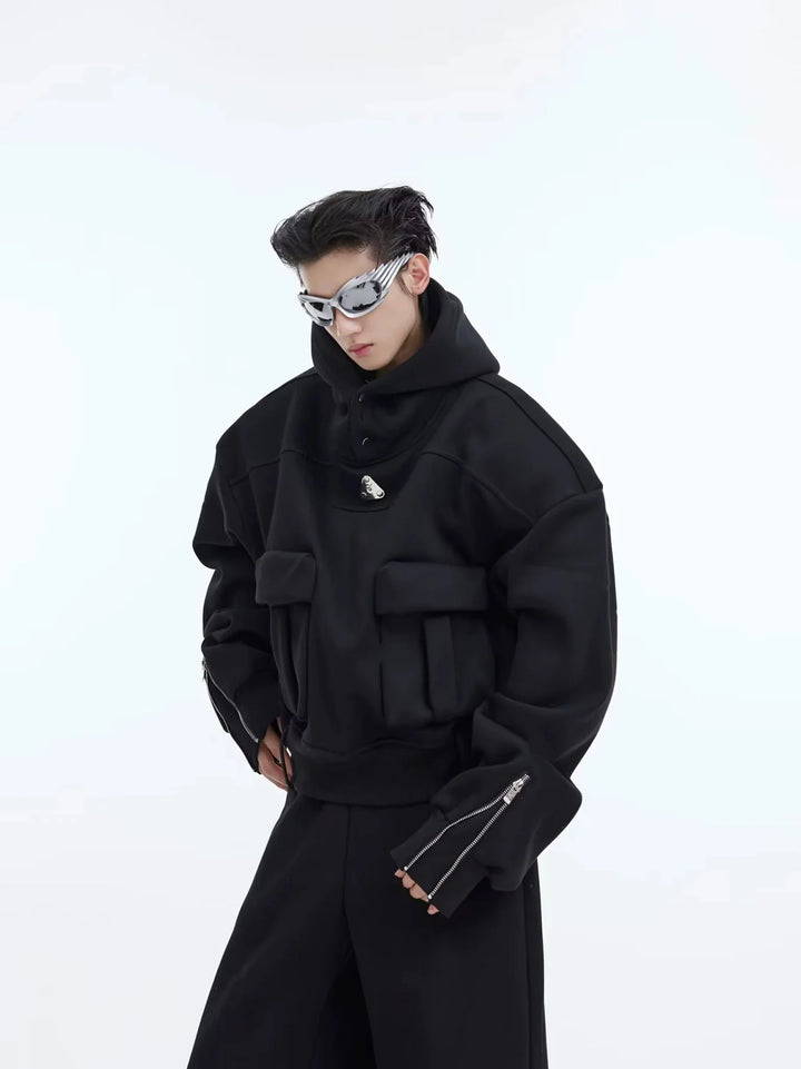 Deconstructed Heavy Hoodie with Large Pockets and Casual Sports Set - ArguE CulturE