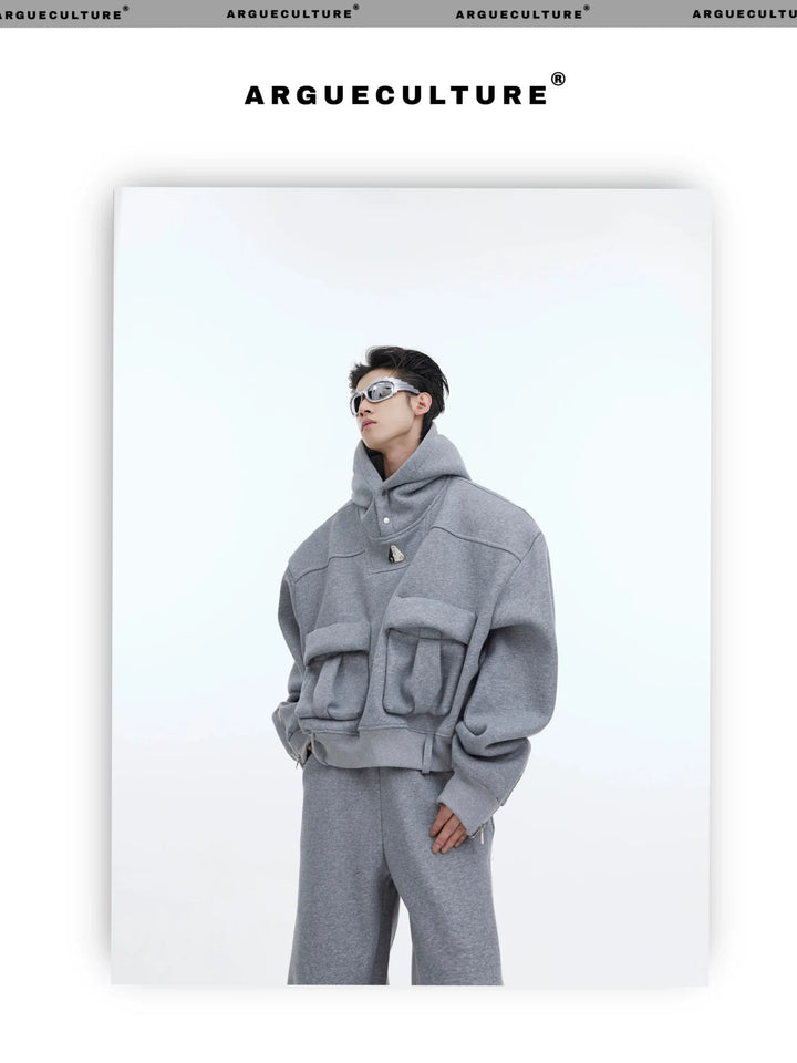 Deconstructed Heavy Hoodie with Large Pockets and Casual Sports Set - ArguE CulturE