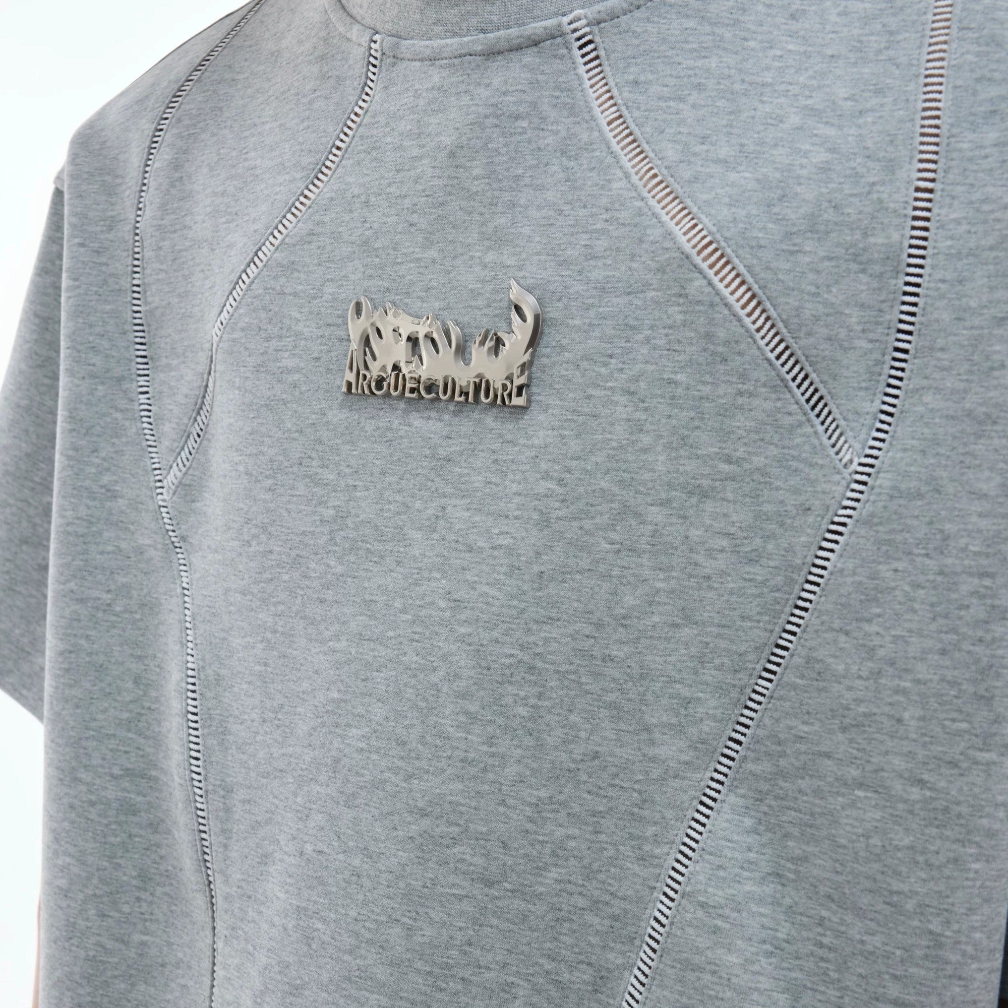 Detail of deconstructed hollow webbing and high-density stitching