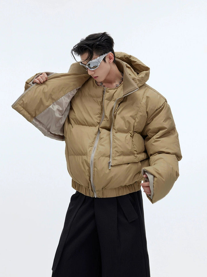 Deconstructed Hooded Puffer Jacket | Unique Two - Piece Design - ArguE CulturE