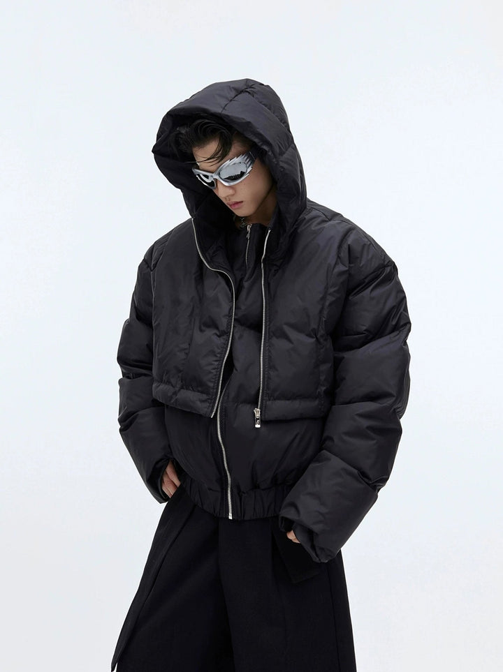 Deconstructed Hooded Puffer Jacket | Unique Two - Piece Design - ArguE CulturE