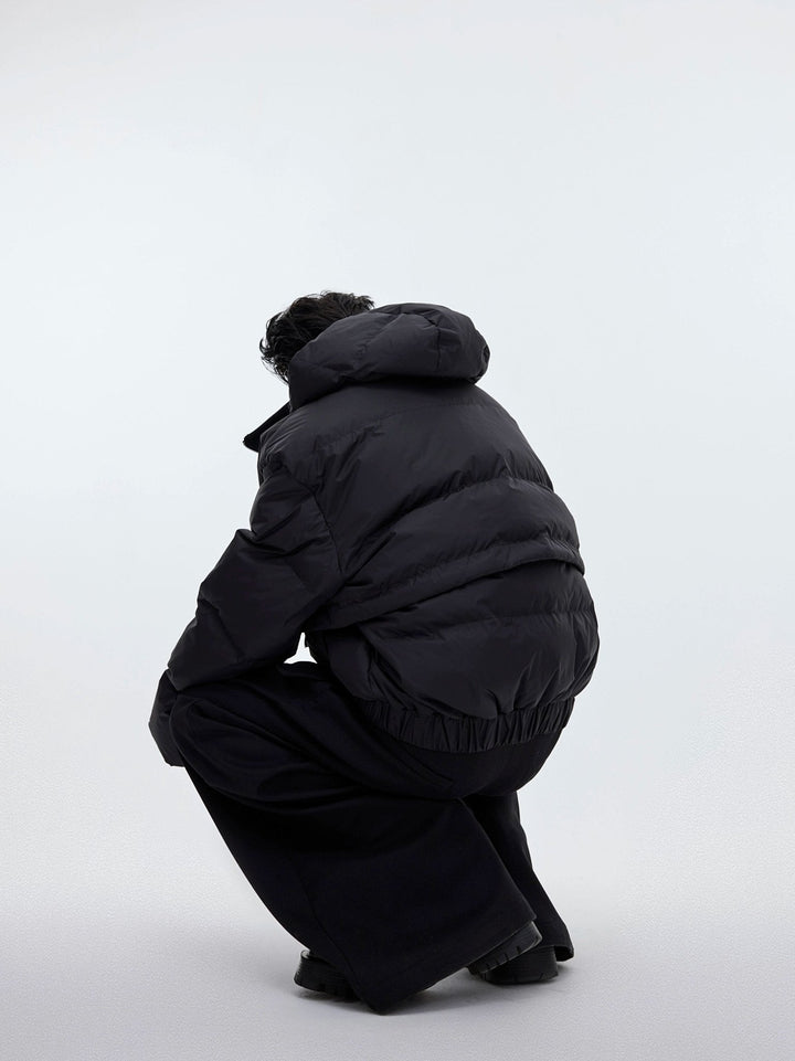 Deconstructed Hooded Puffer Jacket | Unique Two - Piece Design - ArguE CulturE