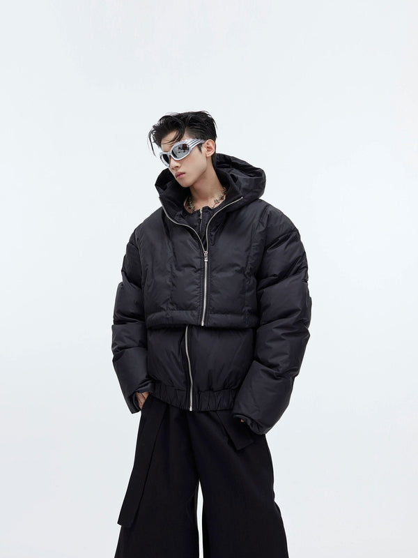 Deconstructed Hooded Puffer Jacket | Unique Two - Piece Design - ArguE CulturE